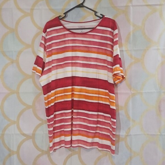 Croft & Barrow Classic Tee Women's 3X Red White Stripe 100% Cotton Crewneck NWT - Picture 9 of 9